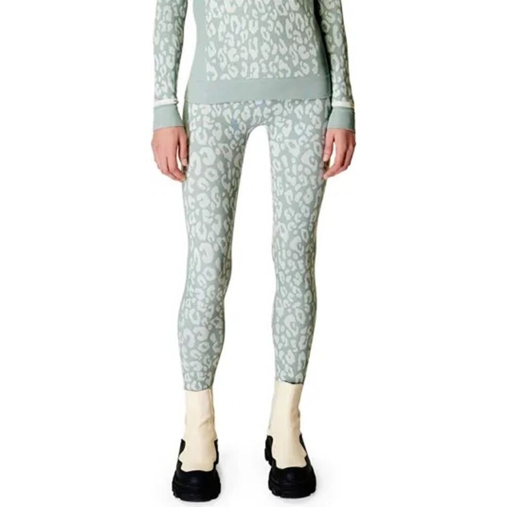 NWT Sweaty Betty Leopard Jacquard Base Layer Leggings Betty Blue Size 8
